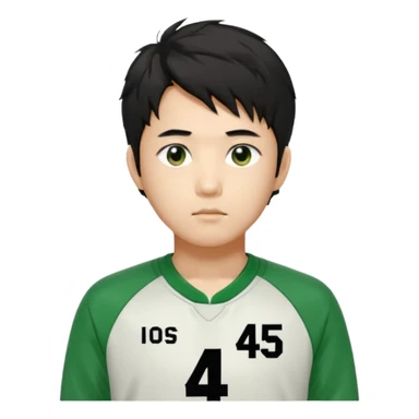 Draw Seong Gi-hun (Player 456), Korean male, messy black hair, green tracksuit with white number 456 printed on chest. sticker
