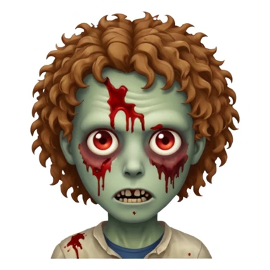 um zombie com cabelo cacheado meio castanho bagunçado  sticker