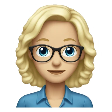 female Teacher with glasses blonde male hair blue eyes blouse sticker