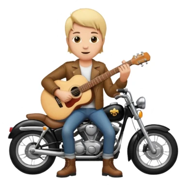 We're creating a quiz for a New Year's Eve team. The idea is that people have to guess which emoji belongs to which person from three emojis. Now it's up to you to make one whole emoji from the following  emojis.  🏍🎸🍻👦 sticker