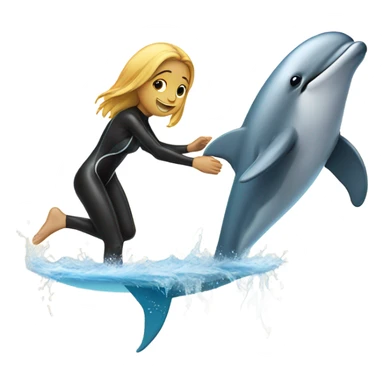 a surfer girl swimming with a dolphin  sticker