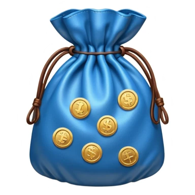 blue coins inside brown money bag sticker