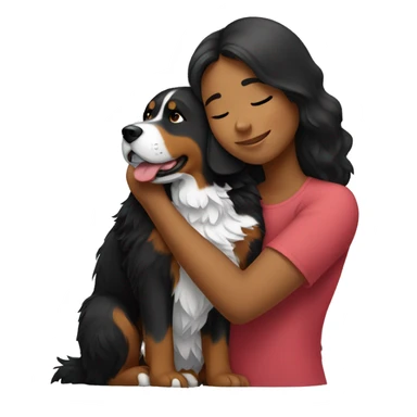 Girl hugging Bernese mountain dog sticker