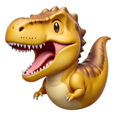 Cinematic Cute Yawning T-rex Portrait Emoji, Head tilted slightly with a dramatic, wide-open yawn, showcasing a robust, muscular form with a slightly open mouth revealing powerful jaws and sleepy, half-closed eyes, Simplified yet irresistibly adorable features, highly detailed, glowing with a soft, cozy prehistoric glow, high shine, relaxed yet expressive, stylized with a hint of whimsical ancient ease, soft glowing outline, capturing the essence of a drowsy yet affectionate T-rex that appears ready to stretch and yawn its way out of the screen! sticker