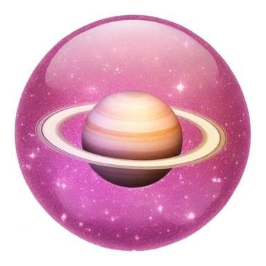 Pink crystallized Saturn with glitter sticker