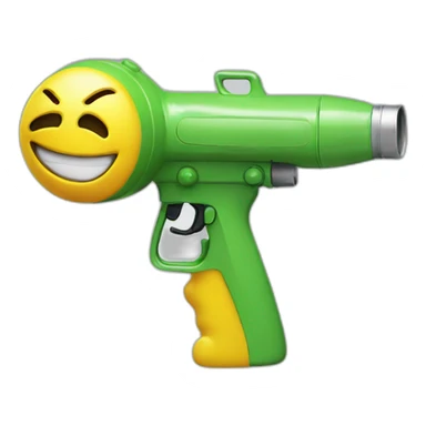 scared smiley metal water gun pointed on head sticker