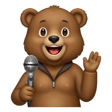 happy bear cute singing with microphone sticker