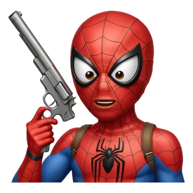 spiderman putting a pistol barrel in his mouth sticker