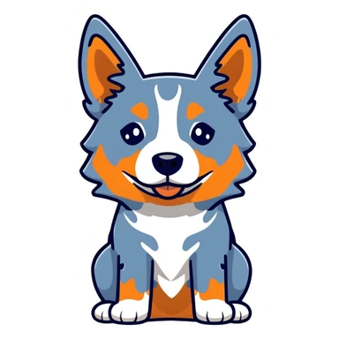 cute blue heeler cattle dog head with characteristic blue-gray speckled coat and alert expression sticker