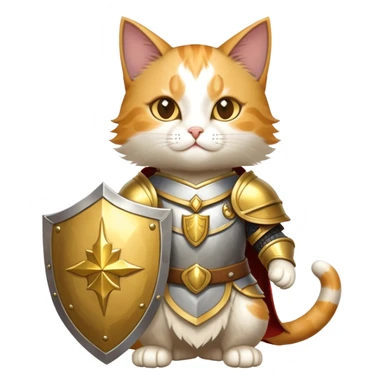 heroic paladin cat with golden holy shield sticker