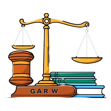 Gavel with law book and scales sticker