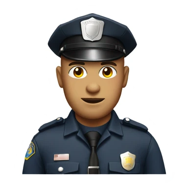 Bald police officer with shiny head sticker