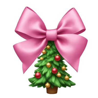 pink christmas bow christmas tree sticker