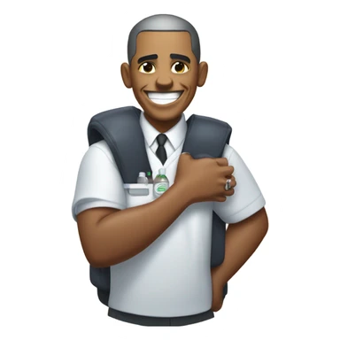 brock oboma getting a covid vaccine￼ into his arm smiling sticker