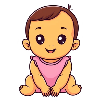 smiling baby girl with big eyes and medium skin tone sticker