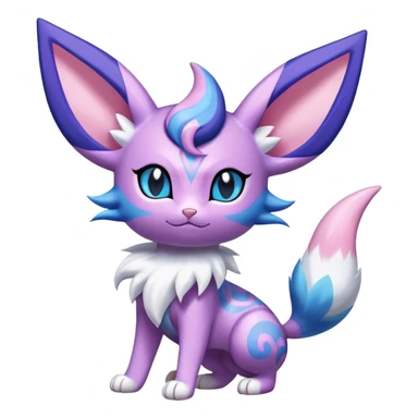 Shiny Exotic Cute Espeon-Sylveon-Purrloin-Meowstic-Hybrid-Creature with pattern-markings sticker