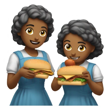 Duas meninas gordinhas comendo sanduiche sticker