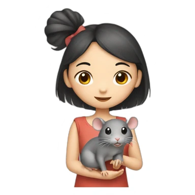 Asian girl with rat sticker
