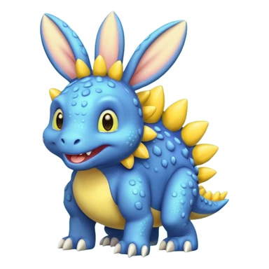 Blue Stegosaurs with yellow bunny ears and yellow spots sticker