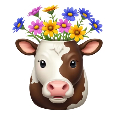 Cow print vase with flowers sticker