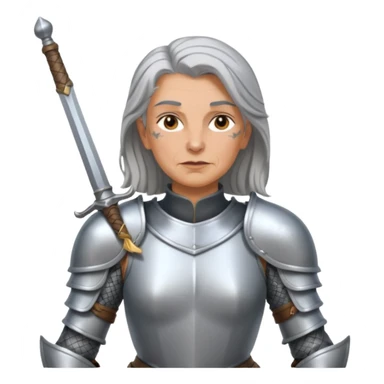 elderly tattooed knight, tattooed shoulder, long hair, female sticker