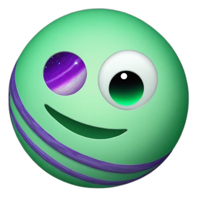 green planet with purple saturn rings and white moon sticker