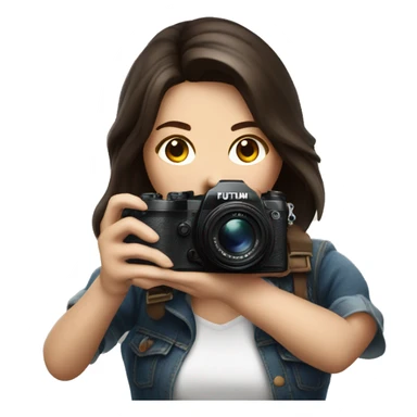 woman photographer fujifilm camera taking photo brunette sticker