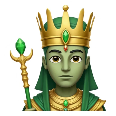 Ancient Egyptian god Osiris with green skin, Atef crown, and holding sticker
