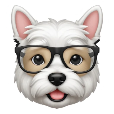 Westie Dog with all black glasses sticker