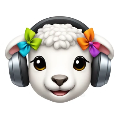 Cute lamb wearing a bow and headphones sticker
