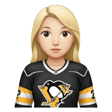 Girl long hair blonde with hockey jersey pittburgh penguins sticker