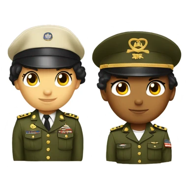 Hello kitty and tanned boy kitty in military uniform sticker