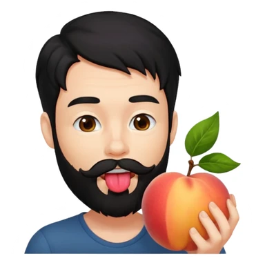Black hair Man red beard licking peach sticker