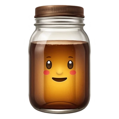 maason jar without any stars, 2d, in google emoji style, mason jar with dark fluid (like kvass) sticker