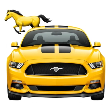 Ford Mustang with center black strip design and in written 309 and in front real pony logo in yellow  sticker