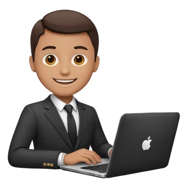 working laptop person suit happy sticker