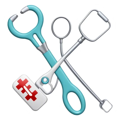 crossmark with hospital tools sticker