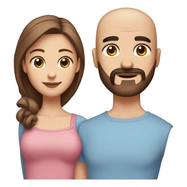 Throuple two girls one guy guy with mustache medium length beard, shaved head, one female, medium length, brown, straight hair, brown eyes, other female, multitone, pink hair, blue eyes all Caucasian sticker