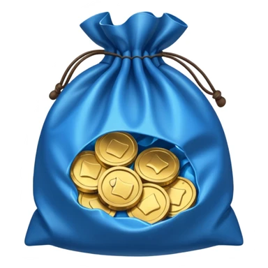 blue coins inside an opened bag  sticker