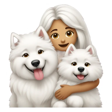 Boy Samoyed  and girl samoyed with babies sticker