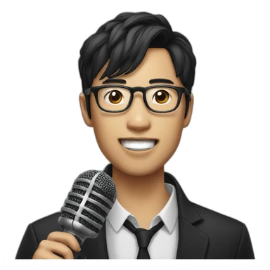 Vocalist with glasses and microphone asian sticker