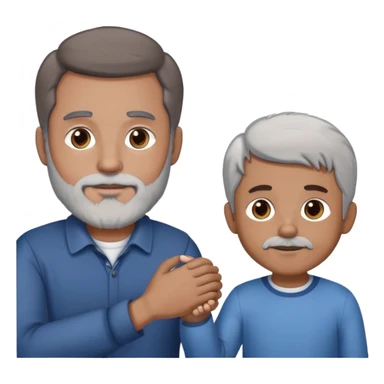 +1 adult daddy with brown hair, 1 adult daddy with silver hair and beard, holding the hands of a light brown skinned boy with dark hair sticker
