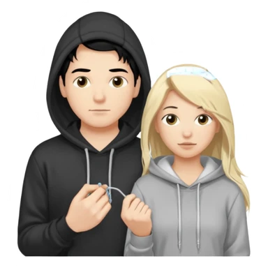 I want it to be this emote 🙍‍♂️
of a guy with black hair and a black sweatshirt with the word "sperma" written in white in the middle. Behind him, there's a pretty blonde with long hair, pulling the string on the first person's hoodie. The girl is wearing a gray sweatshirt. sticker