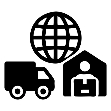 icon for "Supply Chain Experience", bold design, global logistics sticker