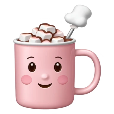 light pink mug with hot chocolate and marshmallows no face sticker
