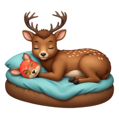 Cute deer sleeping in bed sticker