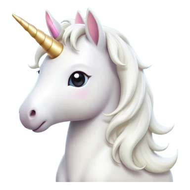 Cinematic Cute White Unicorn Portrait Emoji, Head tilted playfully and inquisitively, featuring a charming, petite form with a silky white color, a delicately flowing mane and tail, and a tiny, sparkling horn, with large, dreamy eyes full of wonder, Simplified yet irresistibly adorable features, highly detailed, glowing with a warm, enchanting glow, high shine, affectionate and lively, stylized with a touch of fairy-tale whimsy, soft glowing outline, capturing the essence of a mischievous yet endearing white unicorn that seems as if it could gallop out of the screen into your heart! sticker