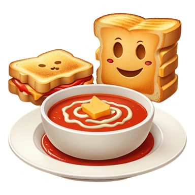 tomato soup with sliced grilled cheese on the side sticker