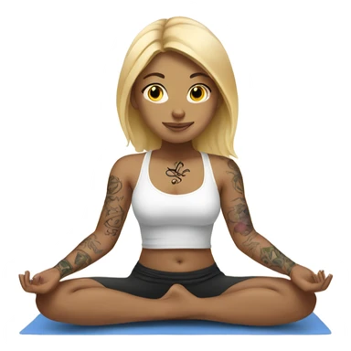  Blonde girl with tattoos doing yoga sticker