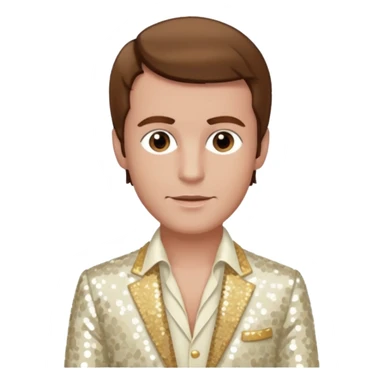 Peter Allen with Brown Hair, Ivory Sequin Outfit sticker